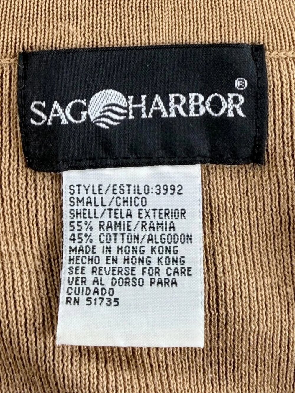 Vintage Sag Harbor Sweater Womens S Brown Tan V-Neck Short Sleeve Button Detail - Picture 16 of 16